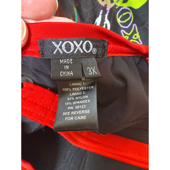 XOXO Retro Tattoo Sparrow Print Plus Size Adjustable One Piece Swim Suit 3X - Picture 3 of 7